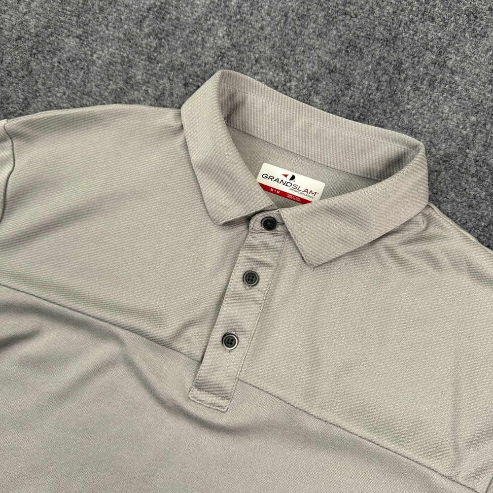 Grand Slam Mens Performance Polo Shirt Size M Light Gray Golf Moisture Wicking